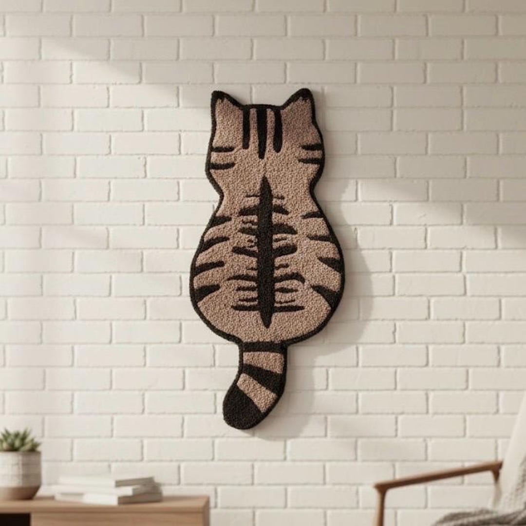 Tabbycat Rugs Tabby Cat Tufted Handmade Floor Rug & Door Hanger | Wall Decor | Pet ...