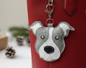 Pitbull Keychain | Faux Leather Dog Bag Charm | Cute Pitbull Gift for Dog Lovers | Pet Owner Accessory | Christmas Gift Ideas