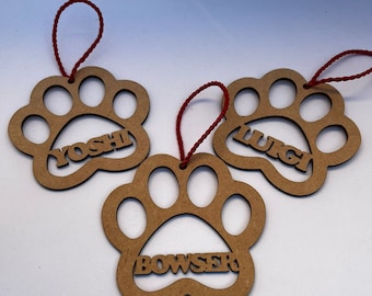 ORNAMENTI NATALIZI a forma di zampa di cane/gatto in MDF tagliato al laser, aggiungi un tocco zampa al tuo albero, pallina di Natale