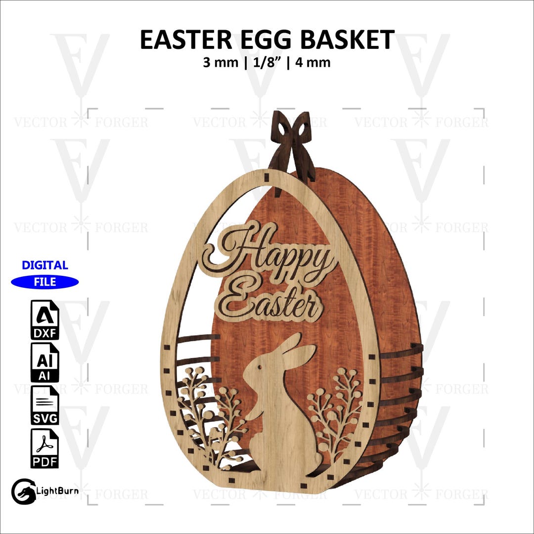 EASTER EGG BASKET | Laser Cut File | Svg, Dxf | 3mm, 4mm, 1/8 Inches - Etsy