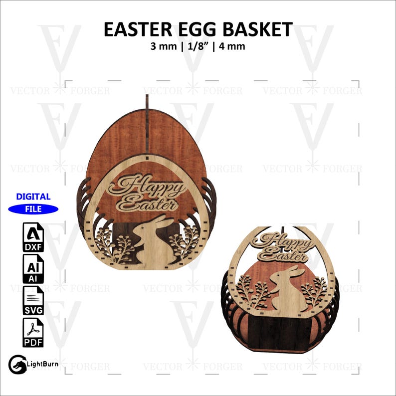 EASTER EGG BASKET | Laser Cut File | Svg, Dxf | 3mm, 4mm, 1/8 Inches - Etsy