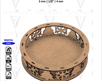 LASER KERSTMAND | Lasergesneden bestand | Svg, Dxf | 3 mm, 1/8 inch, 4 mm