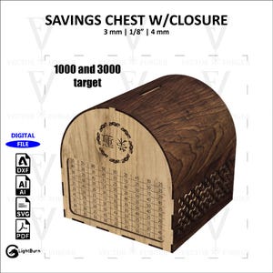 LASER PIGGY BANK | Laser Cut File | Svg, Dxf | 3mm , 1/8 inches , 4mm