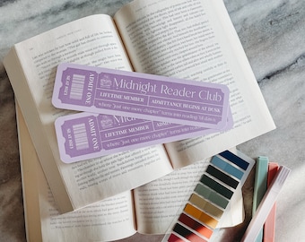 Midnight Reader Club Bookmark | Lavender Ticket Design
