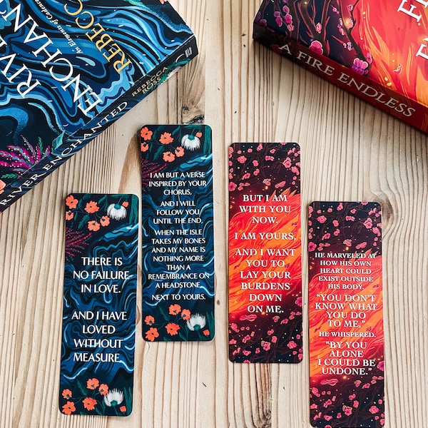 A River Enchanted + A Fire Endless Bookmark Set | 2-pack | Rebecca Ross Book | Bookish | Fantasy Romance Bookmark | Elements of Cadence duo
