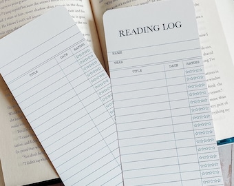 Reading Log Bookmark- vintage style library card | Bookmark reading journal with ratings | Double-sided