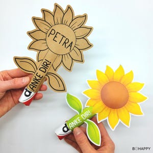 PDF Duplo Gift Girasole – “Sei semplicemente fantastico!” + “Grazie!” | Grazie fai da te stampabile | Piccolo regalo artigianale