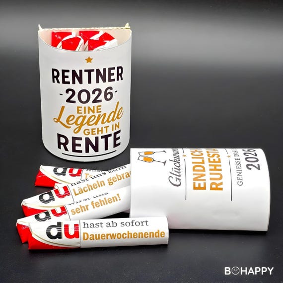 PDF Download Duplo Banderolen Rente Geschenk, Ruhestand Geschenk für Kollegen, DIY Geschenkidee Rentengeschenk