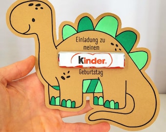 Dino Einladungskarte Kindergeburtstag A4 PDF Druckvorlage | Einladungskarten Dinosaurier Bastelvorlage | Geburtstagseinladung Dinosaurier