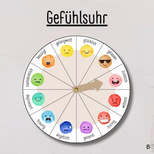 Emotions Clock Children Montessori | Kindergarten & School | Emotions Wheel/Emotions Wheel | Learning feelings and emotions | Digital Download PDF A4