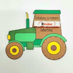 Tarjeta de invitación de tractor para cumpleaños infantil, plantilla para imprimir en PDF A4 | Plantilla de manualidad de tractor para tarjeta de invitación | invitación de cumpleaños cumpleaños de niño