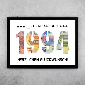 PDF - 30 Jahre Jubiläum Geschenk Geldgeschenk Mann Frau Geburtstagskarte Kreative Geschenkidee zum 30. Geburtstag 1974 Glückwünsche