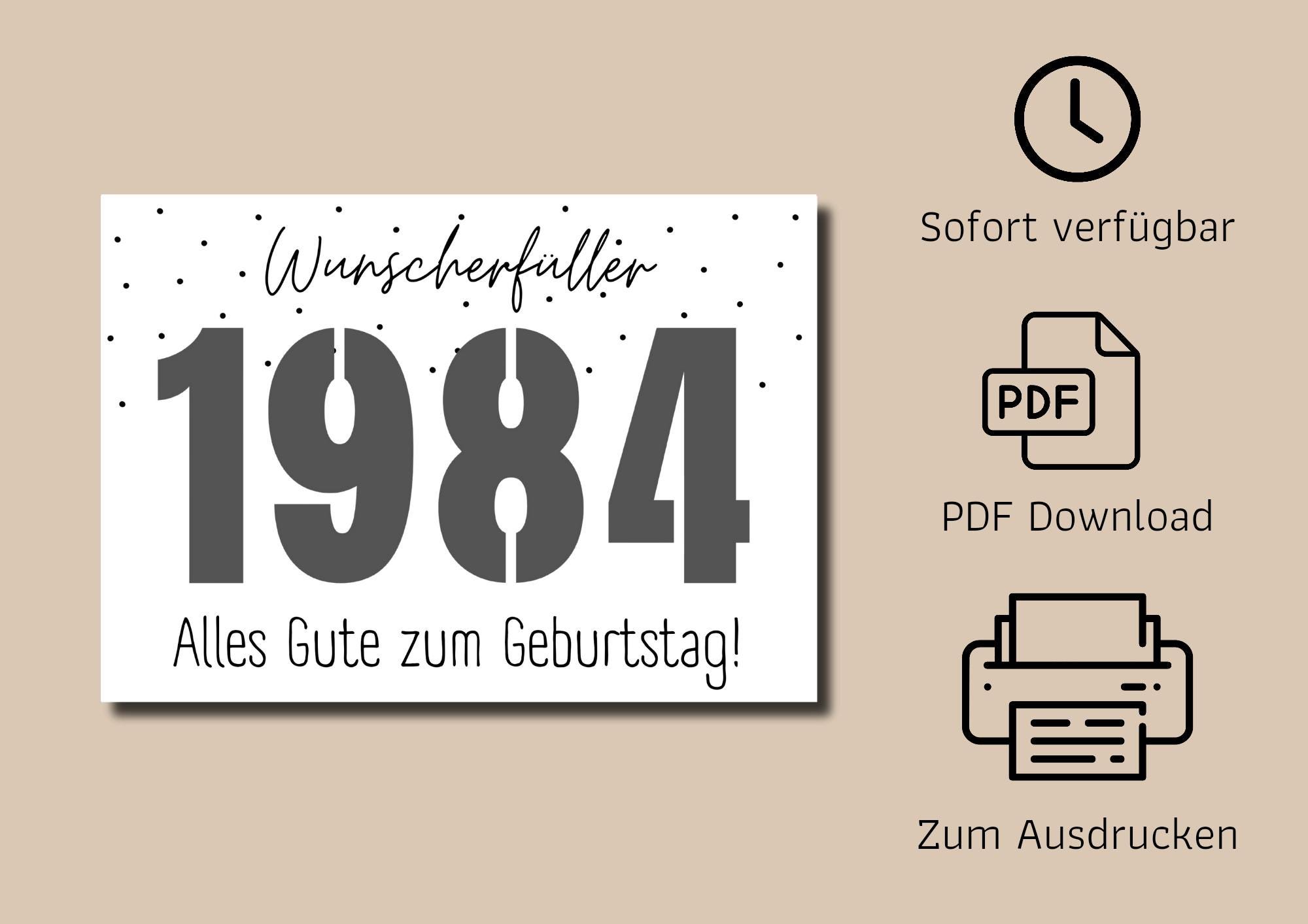 Geschenktüte Zum 40. Geburtstag – Schwarz/gold, Ca. 28x20x10 Cm, Mit Aufdruck 'EST. 1984', Inkl. Goldenem Band