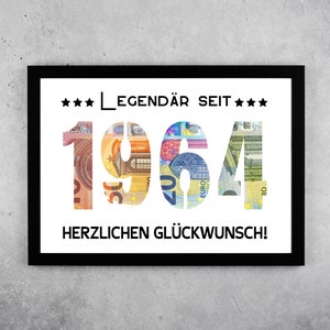 PDF - 60e verjaardag contant cadeau man vrouw verjaardagskaart Creatief en origineel cadeau-idee voor 60e verjaardag vader 1964 Gefeliciteerd