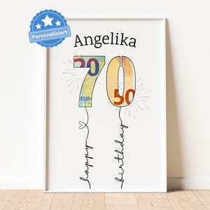 PDF 70 Geburtstag Geldgeschenk Oma personalisiert mit Wunschname Download Kreative & Originelle Geschenkidee zum 70. Geburtstag Frau Mutter