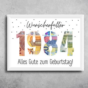 PDF 40e verjaardag cadeau Geld cadeau Vrouw Man Download Creatief en origineel cadeau-idee voor 40e verjaardag Idee 1984 Wensvervuller