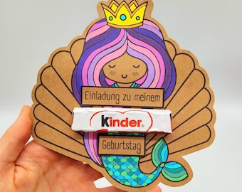 Zeemeermin-uitnodigingskaart voor kinderverjaardagen A4 PDF-afdrukbare sjabloon | Zeemeermin-uitnodigingskaarten knutselsjabloon | Verjaardagsuitnodiging