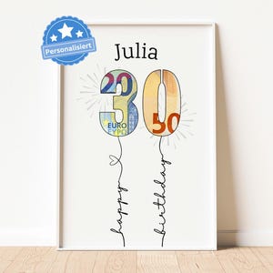PDF 30 Geburtstag Geldgeschenk Frau personalisiert mit Wunschname Download Kreative & Originelle Geschenkidee zum 30. Geburtstag Freundin