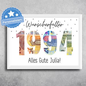 PDF 30e verjaardag cadeau gepersonaliseerd geld cadeau vrouw man Download Creatief cadeau-idee voor 30e verjaardag idee 1994 wensvervuller