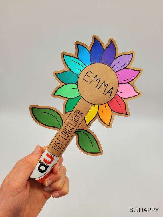 Blume Einladungskarte Kindergeburtstag A4 PDF Druckvorlage | Duplo Einladungskarten Blume Bastelvorlage | Geburtstagseinladung Blume kreativ