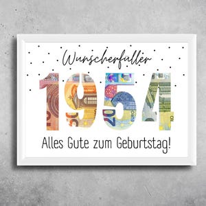 PDF 70e verjaardagscadeau Geldcadeau Vrouw Man Download Creatief en origineel cadeau-idee voor oma Opa's 70e verjaardag 1954 Wensvervuller