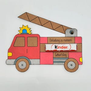 Cartão convite de corpo de bombeiros aniversário infantil A4 modelo para impressão em PDF | Modelo de artesanato para convite de carro de bombeiros | convite de aniversário