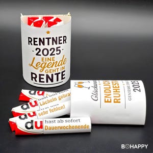 PDF Download Duplo Banderolen Rente Geschenk, Ruhestand Geschenk für Kollegen, DIY Geschenkidee Rentengeschenk