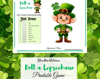 Roll A Lucky Leprechaun Game Printable Saint Patrick's Day Dice Drawing Game, Kids Activities, St. Patty's Party Game, Fun Kids Class Game