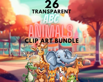 ABC Animals Clip Art gift PNG Bundle Transparent Printable Animal Art Bundle DIY Commercial Use Animal Instant download Animals Pics Poster