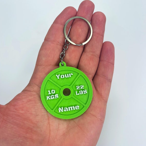Personalized Barbell Weight Plate Keychain Bodybuilding