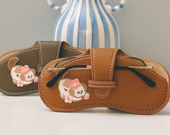 Cute Puppy Glasses | Case Leather Glasses Case | Teacher appreciation gift | Letterbox gift | Graduation gift | Glasses case soft