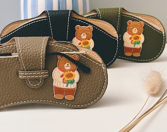 Bear Leather Glasses Case | Soft Sunglasses Holder | Teacher appreciation gift | Letterbox gift | Glasses case soft