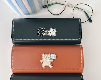 Cute Cat Leather Glasses Holder | Letterbox gift | Graduation gift | Glasses case soft | Teacher appreciation gift
