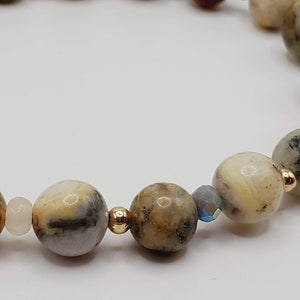 Stretch bracelet with beautiful Jasper gemstone beads with various accent spacers. Great gift idea or a gift to yourself!