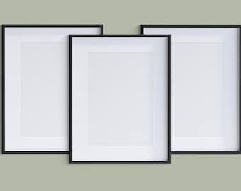 A2 A3 A4 A5 Thin Matt Black Photo Frame Pack of 3 White Picture Frames Poster Frames Handmade Wall Art Hanging Frame - Portrait & Landscape