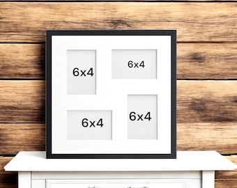 Multi Photo Frame, 4-Aperture Mount, 6x4 inch, Black or White
