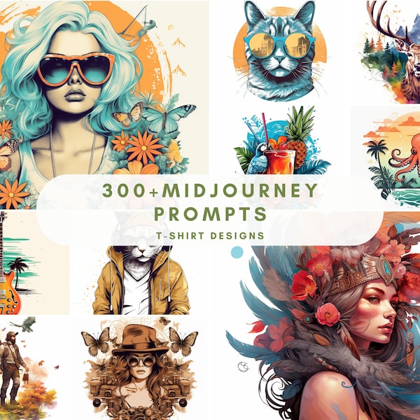 300+ T-shirt Designs Midjourney Prompts, AI Art, Midjourney Prompt, Midjourney AI Art, Learn Midjourney, Digital Art, AI Generate, Art Print