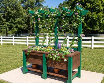 DIY Elevated Planter Plans: Cedar Raised Garden Bed, Trellis, Pergola, Potting Shelf