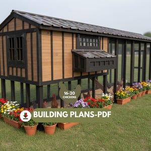 Begehbarer Hühnerstall Pläne: 16-20 Hühner - Freilaufgehege, DIY Holzbearbeitung PDF Baupläne.