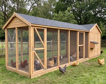 Walk In Chicken Coop Plans, 8x32 Large Aviary Hen House, DIY PDF