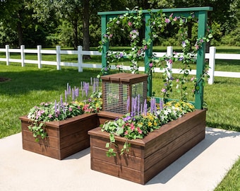 DIY Keyhole Raised Garden Bed Plans: 6x6 Cedar, Compost Basket, Climbing Trellis