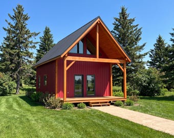 DIY 20x28 Cabin Plans with Loft: Small House, Timber Porch, 1 Bedroom, PDF