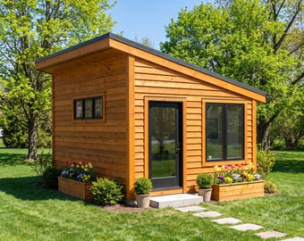 DIY 12x16 Office Shed Plans: Modern Lap Siding Studio, Lean To Roof, PDF