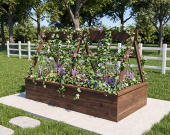 A-Frame Trellis Raised Bed Plans: Deep 8x4 Cedar Planter, Cucumber Support, PDF