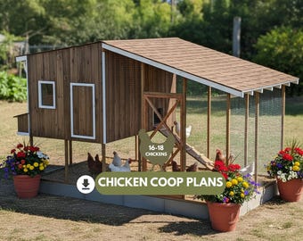 16x10 Modern Walk In Chicken Coop Plans with Run, 16-18 Hens, Raised Aviary, DIY PDF