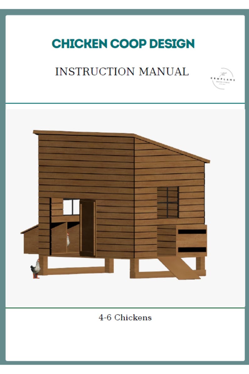 Small Chicken Coop Plans, DIY Modern Hen House for 4-6 Chickens, Raised ...