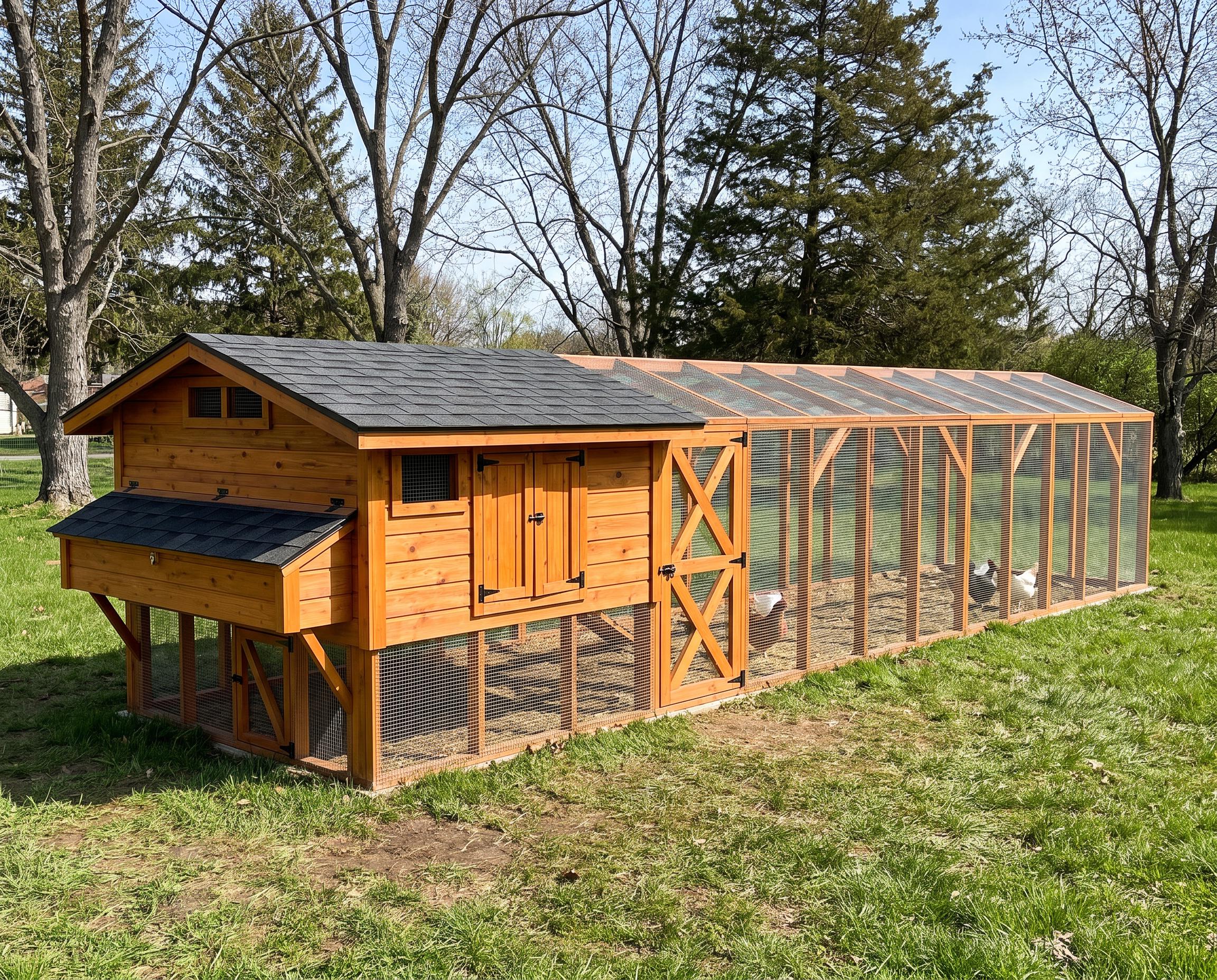 XL Walk In Chicken Coop Plans, 10x42 Raised Aviary House, 18-20