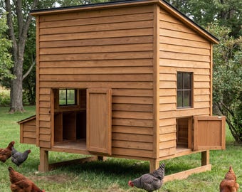 Small Modern Chicken Coop Plans, 4-6 Hens, Raised Backyard Hen House, Wooden DIY PDF