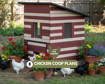 Small Chicken Coop Plans, 4-6 Hens, Easy Raised Backyard Build, Nesting Box Design PDF