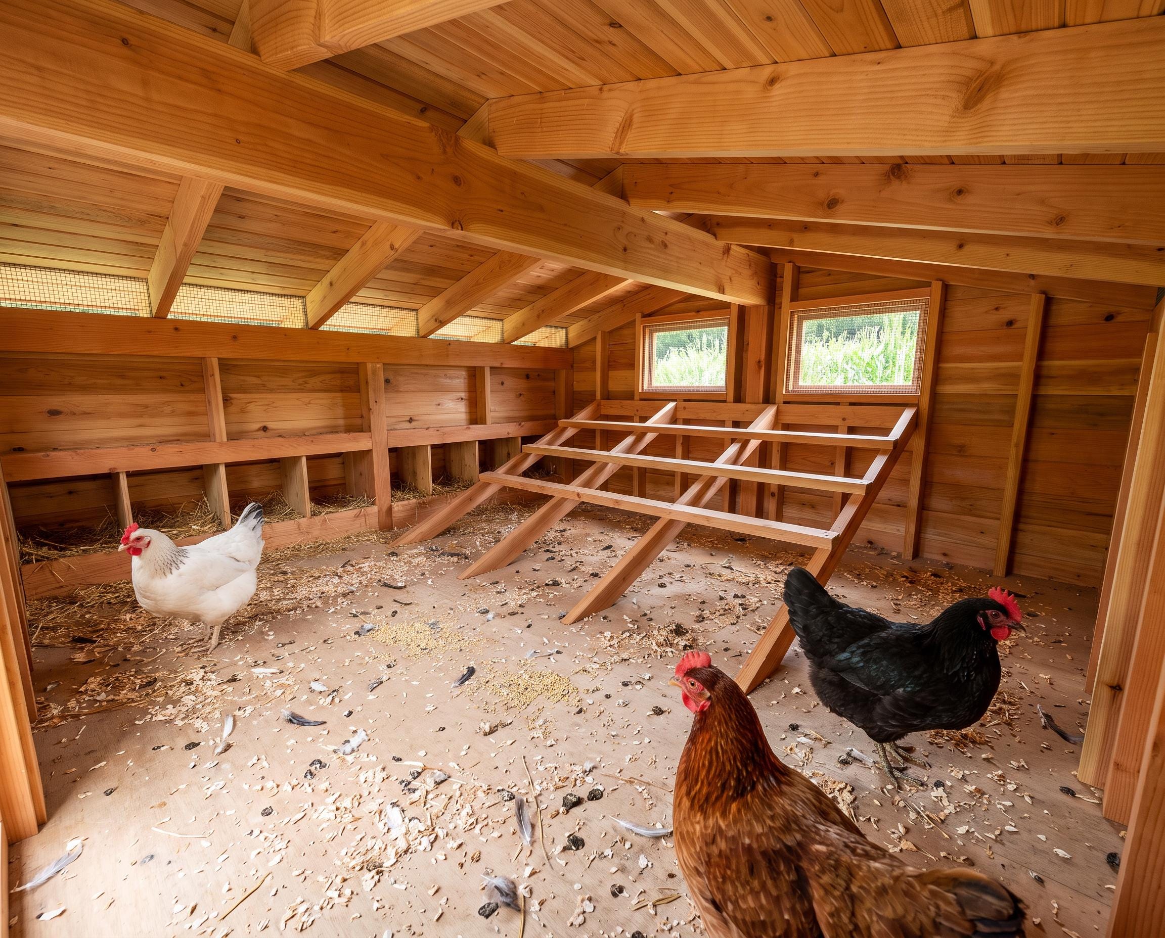 Raised Chicken Coop Plans: 10x30 Long Walk-In Run, Gable Roof, 20